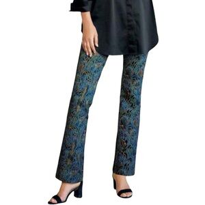 Soft Surroundings Marbled Print Peacock Black Ponte Knit Pants Size PM